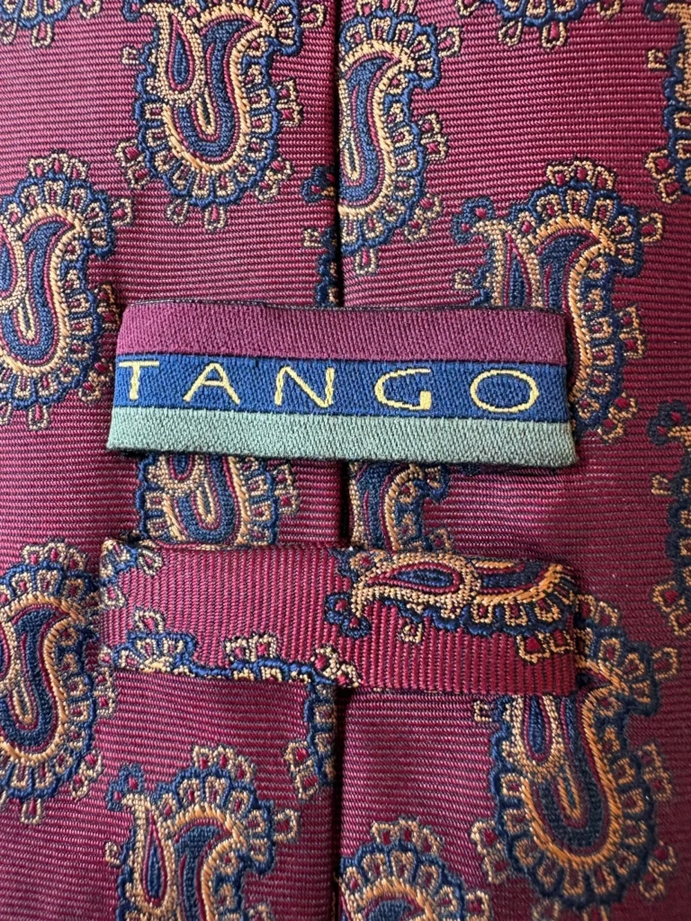 Vintage Tango 100% Silk Maroon Paisley Necktie - 4